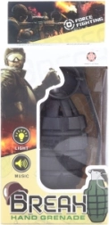 Grenadă de jucărie din plastic cu baterii și sunet