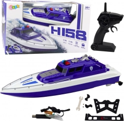 Barcă polițistă cu motor controlat de la distanță, albastră