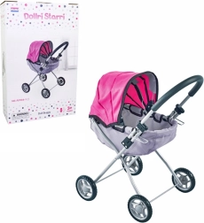 cărucior pentru păpuși negru-roz