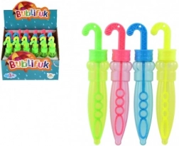 Baloane de săpun din plastic sub formă de umbrelă - 14 cm, 4 culori, 24 buc în cutie