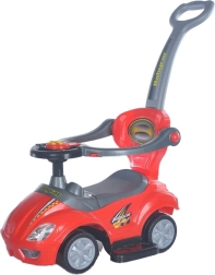 Mașinuță împingătoare pentru copii cu tijă de ghidare 3în1 BABY MIX Mega Car roșie