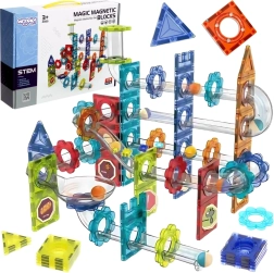 Woopie set de construcție magnetic 3D – pistă educativă cu bile, 113 piese