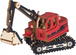Puzzle 3D din lemn excavator roșu