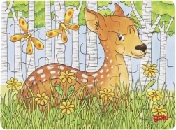 Goki puzzle din lemn Animale din pădure – ieduș, 24 piese
