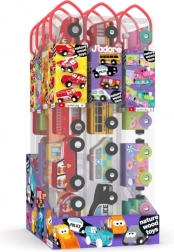 Set de mașinuțe din lemn în tub – 4 vehicule