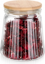 Borcan de sticlă pentru alimente vrac cu capac din bambus și garnitură 700 ml