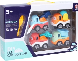 Mașini de construcție cu șuruburi, set de 4 buc, 7 cm