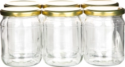 Set de 6 borcane pentru conserve 520 ml cu capace aurii fi 82