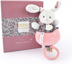 Set cadou Doudou – iepuraș roz de pluș cu melodie, 20 cm