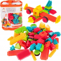 Set de construcție cu țepi 90 piese – cuburi educative tip waffle