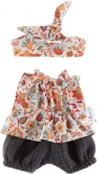 Tunică cu pantaloni scurți și curea pentru păpușă de 38 cm – pajiște cu flori