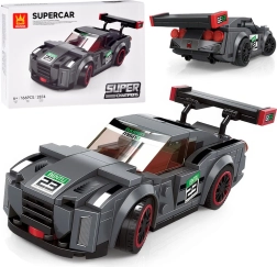 Set tehnic de construcție mașină sport gri, 166 piese cu autocolante