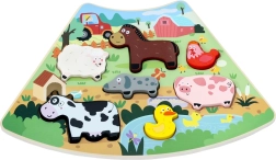 Puzzle din lemn cu piese de inserat Ferma veselă – interconectabil