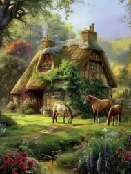 Pictură cu diamante Vila din pădure 30x40cm