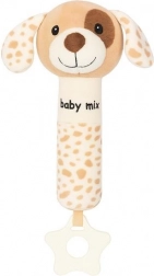 jucărie zornăitoare din pluș cu pârâitor BABY MIX – cățeluș maro