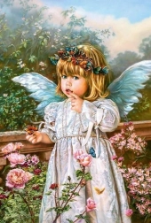 Pictură după numere Îngeraș cu flori 40 × 50 cm