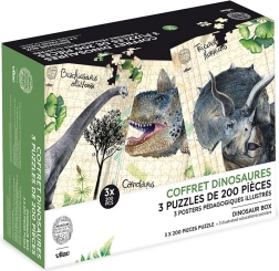 Vilac set de trei puzzle cu dinozauri