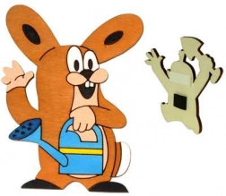 Magnet decorativ din lemn Cârtița – prietenul iepuraș