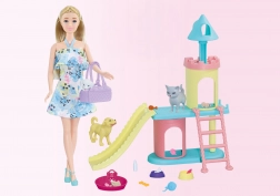 Păpușă cu animăluțe 30 cm