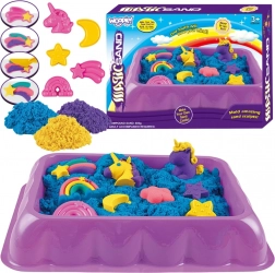 nisip kinetic 0,6 kg unicorni și curcubee cu măsuță și forme woopie