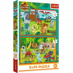 Puzzle 2x24 Dinozauri Mici Universal Jurassic World Trefl