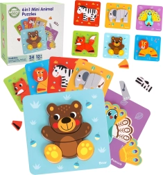 Puzzle din lemn cu animale WOOPIE GREEN Montessori, FSC