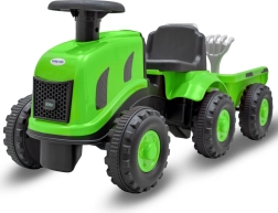 Trotinetă fără pedale pentru copii tip tractor cu remorcă și unelte BABY MIX Benny – verde