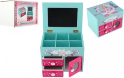 cutie de bijuterii din lemn Princess cu oglindă și 3 sertare
