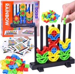 Inserție geometrică colorată Montessori pe tije cu carduri-model