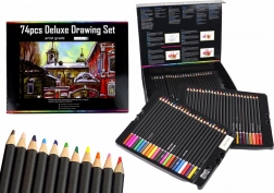 Set de desen în cutie magnetică, 74 piese