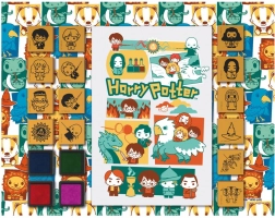 Ștampile amuzante cu bloc HARRY POTTER – set din spumă cu 14 ștampile și 4 tușiere colorate