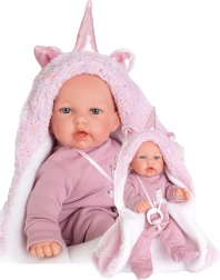 Antonio Juan Petit păpușă realistă cu sunete, corp textil moale, 27 cm