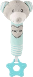 Zornăitoare de pluș pentru copii cu fluier și mușcător BABY MIX – ursuleț, mentă