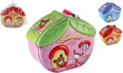 Pușculiță din tablă în formă de căsuță cu lacăt 16 × 8 cm