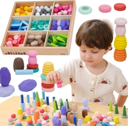 VIGA set montessori din lemn Nature Treasures 141 piese