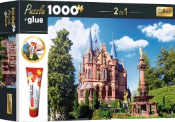 Trefl set 2în1 puzzle Castelul Drachenburg, Germania 1000 piese cu adeziv