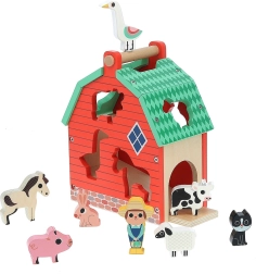 Fermă din lemn cu animale și forme de integrare