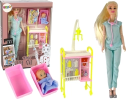 Păpușă doctor cu păr lung și accesorii