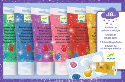 Culori pentru degete DJECO în tub sclipitoare