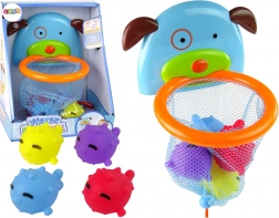 Jucărie de baie mini baschet cu cățeluș și peștișori de gumă
