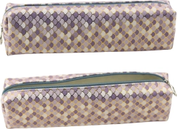 Carcasă stilată pentru creioane cu motiv de solzi marini - violet și auriu