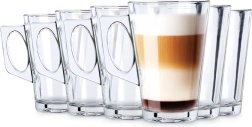 Pahare pentru latte cu mâner 255 ml – set de 6 bucăți