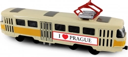 Tramvai retro metalic PRAGUE T3 16 cm cu mecanism de întoarcere