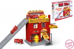 Stație de pompieri cu mașini și lift, ambalaj în limba cehă