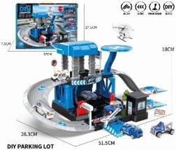 Set de parcare cu tematică poliție și mașini metalice