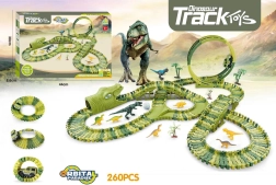 Pistă auto cu dinozauri, cu mașinuță, 260 piese