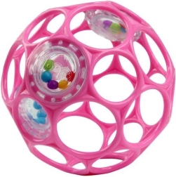 Oball minge zornăitoare rattle 10 cm roz închis
