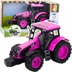 Tractor roz pe baterii cu lumini și sunete