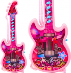 Chitară electrică pentru copii cu melodii și solmizație, roz