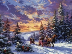 Pictură cu diamante plimbare cu sania 30 × 40 cm